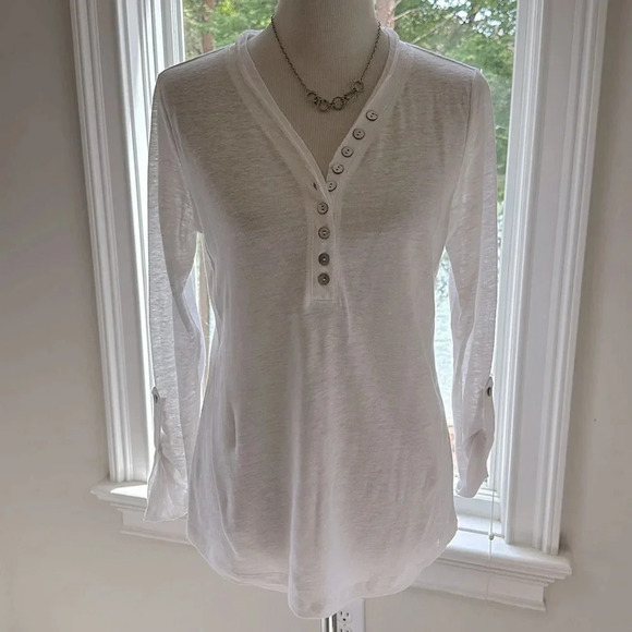 Sundance 100% White Linen Henley, NWOT, Small - Picture 1 of 6